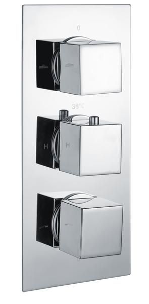 Sq Dual Outlet, 3 Handle Therm Shwr Valve RAKSHW3203S Bathroomsuites