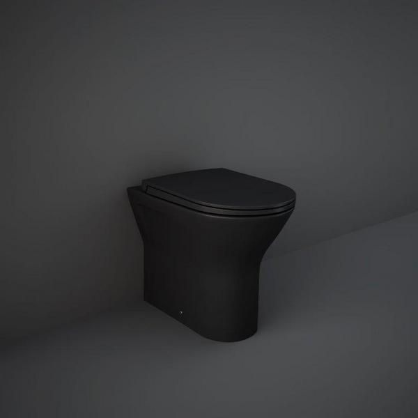 RAK Feeling Rimless Btw Pan In Matt Black RST19504A Bathroomsuites