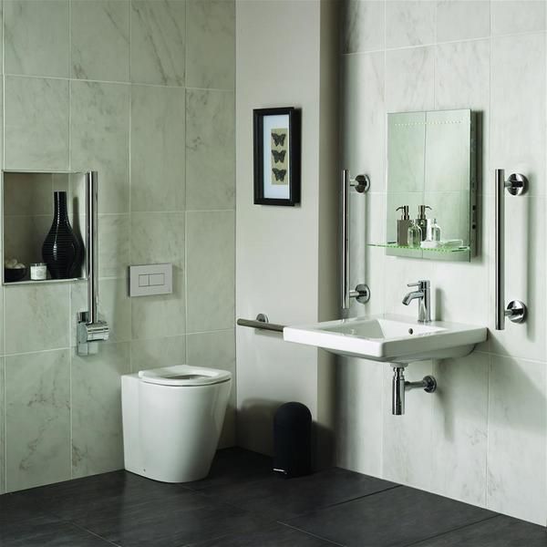 Ideal Standard  Freedom Bathroom pack inc 60cm Accessible basin and raised height BTW WC bowl - Chrome rails  S6403AA