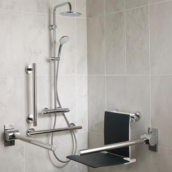 Ideal Standard  Freedom shower pack including a Ceratherm 100 Dual head thermostatic shower, grab rails and shower seat  S6407AA
