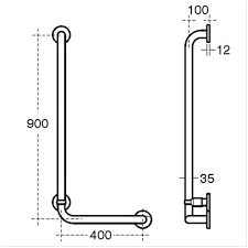 Ideal Standard Spares Contour 21 90 x 40cm angled shower grab rail - left hand - Charcoal -S6474RN