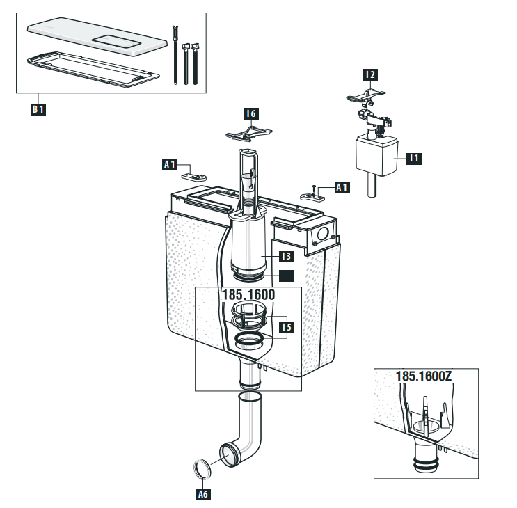 Schwab Concealed flushing cistern 185.xxx