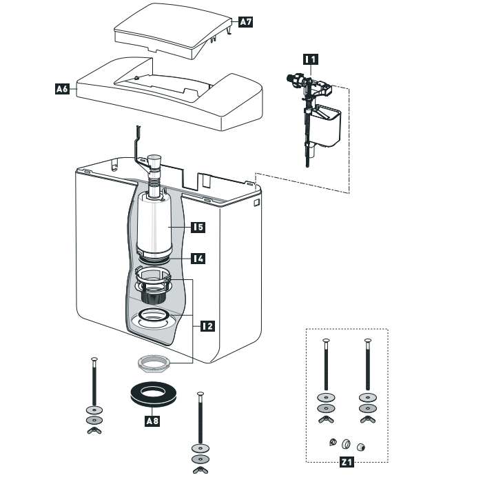  Schwab Exposed flushing cistern 155.23xx (55.300)/155.21xx (55.303)