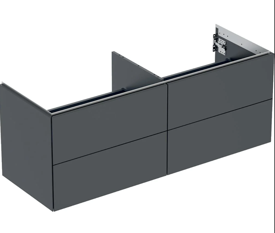 Geberit ONE cabinet for washbasin, with four drawers: Washbasin width=135cm, H=50.4cm, T=47cm, black / matt coated  505.266.00.8