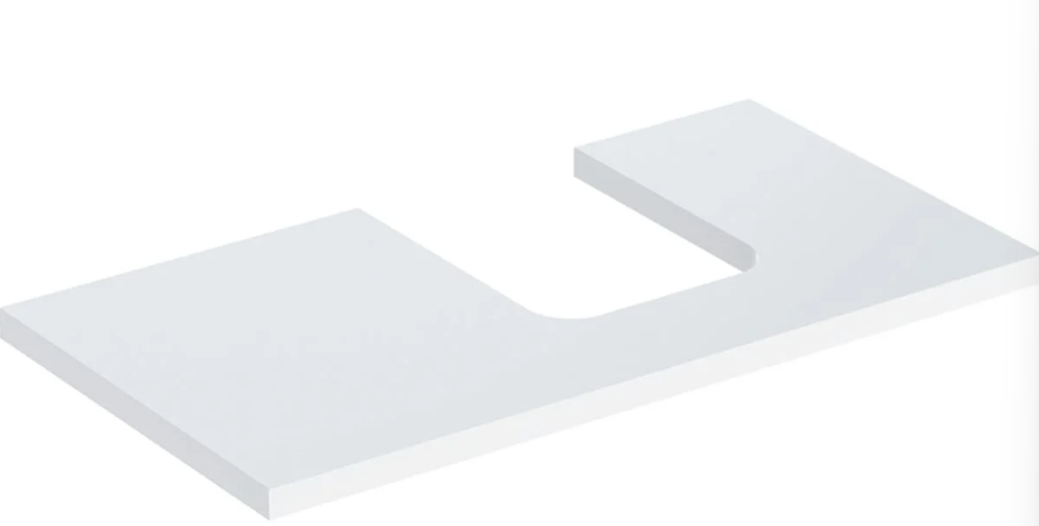 Geberit ONE washtop, right cut-out, for lay-on washbasin, bowl shape: B=90cm, H=3cm, T=47cm, white / high-gloss coated  505.313.00.1