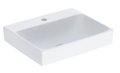 Geberit ONE lay-on washbasin, vertical outlet: B=50cm, T=40cm, Tap hole=central, Overflow=without, white / KeraTect  505.030.01.6