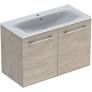 Selnova Square 100 cm Slim Basin & Two Door Vanity Unit, Light Hickory  501.263.00.1