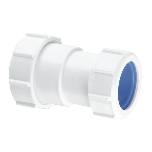 McAlpine T28L-ISO Compression Connection Straight Connector White 1 1/2 x 40mm