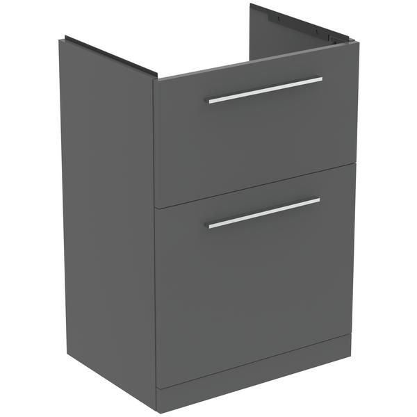 Ideal Standard  Ideal Standard i.life A 60cm floor standing vanity unit with 2 drawers (separate handles required), quartz grey matt  T5273NG