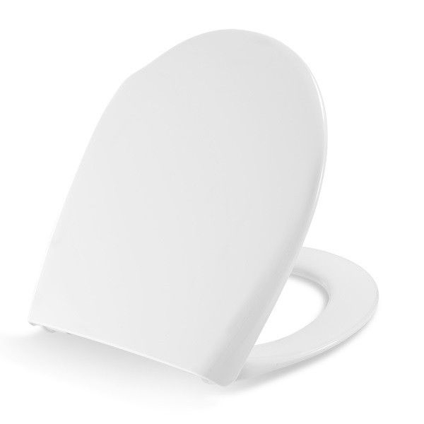 Toilet seat with hinge in stainless steel, soft close and lift-off white