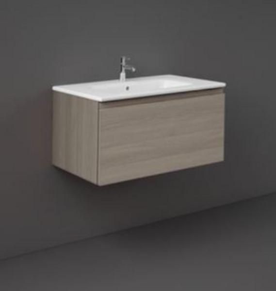 RAK Joy Uno Wh 1 Drawer Vanity 80Cm In Grey Elm UNOWH080EGY Bathroomsuites