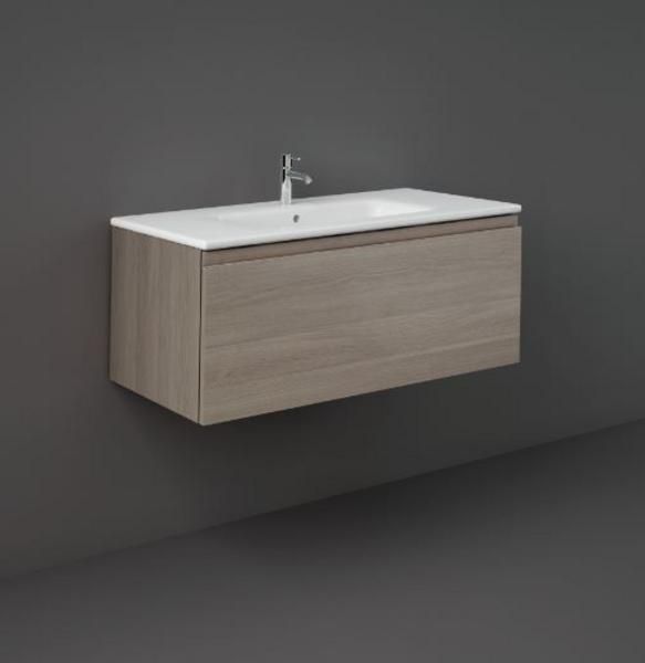 RAK Joy Uno Wh 1 Drawer Vanity 100Cm In Grey Elm UNOWH100EGY Bathroomsuites