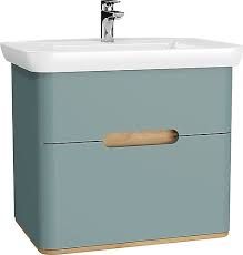 Vitra Sento Single Drawer Sink Cabinet  Without Legs  65 Cm  Matte Fjord Green 65873