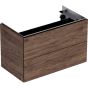 ONE cabinet for washbasin, with two drawers: B=74.5cm, H=46.5cm, T=39.5cm, black walnut / real wood veneer  500.381.00.1