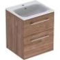 Selnova Square 55 cm Slim Basin & Two Drawer Vanity Unit, Hickory  501.234.00.1