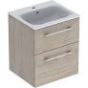 Selnova Square 55 cm Slim Basin & Two Drawer Vanity Unit, Light Hickory 501.235.00.1