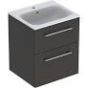 Selnova Square 60 cm Slim Basin & Two Drawer Vanity Unit, Lava  501.237.00.1