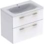 Selnova Square 80 cm Slim Basin & Two Drawer Vanity Unit, White  501.240.00.1