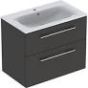 Selnova Square 80 cm Slim Basin & Two Drawer Vanity Unit, Lava 501.241.00.1
