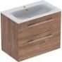 Selnova Square 80 cm Slim Basin & Two Drawer Vanity Unit, Hickory 501.242.00.1