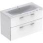 Selnova Square 100 cm Slim Basin & Two Drawer Vanity Unit, White  501.244.00.1