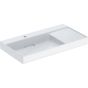 Geberit ONE washbasin, horizontal outlet, right shelf surface: B=90cm, T=48cm, Tap hole=left, Overflow=without, white / KeraTect, glossy white   505.039.00.1