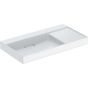 Geberit ONE washbasin, horizontal outlet, right shelf surface: B=90cm, T=48cm, Tap hole=without, Overflow=without, white / KeraTect, glossy white   505.042.00.1