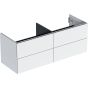Geberit ONE cabinet for washbasin, with four drawers: Washbasin width=135cm, H=50.4cm, T=47cm, white / high-gloss coated  505.266.00.1