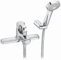 Roca L20 deck-mounted bath-shower mixer with handset, hose and bracket A5A1809C00