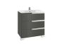 Roca  Victoria-N basin and base unit 600 x 460mm - 3 soft-close drawers - gloss anthracite grey A855839153
