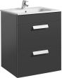 Roca  Debba base unit 605 x 460mm - 2 soft-close drawers - gloss anthracite grey A856826153