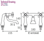 Bristan Colonial Traditional Chrome Bridge Bath Filler Tap - Crosshead Handles - Deck Mounted KBFC