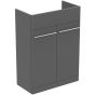 Ideal Standard  Ideal Standard i.life A 60cm semi countertop washbasin unit with 2 doors (separate handles required), quartz grey matt  T5262NG