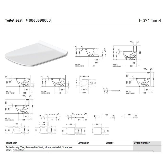 Duravit Durastyle Elongated Soft Close Toilet Seat & Cover White 0060590000