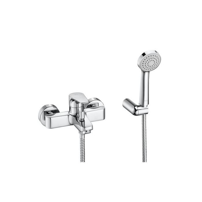 Roca  Atlas wall-mounted bath-shower mixer with handset, hose and bracket Wall mounted bath-shower mixer  A5A0190C00