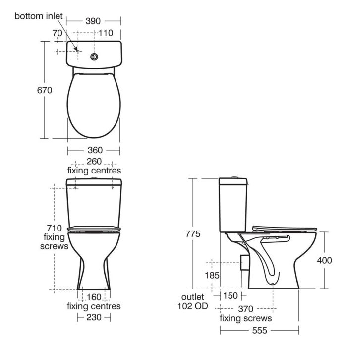 Armitage Shanks Sandringham Toilet Pan only No Cistern no Seat White S351001