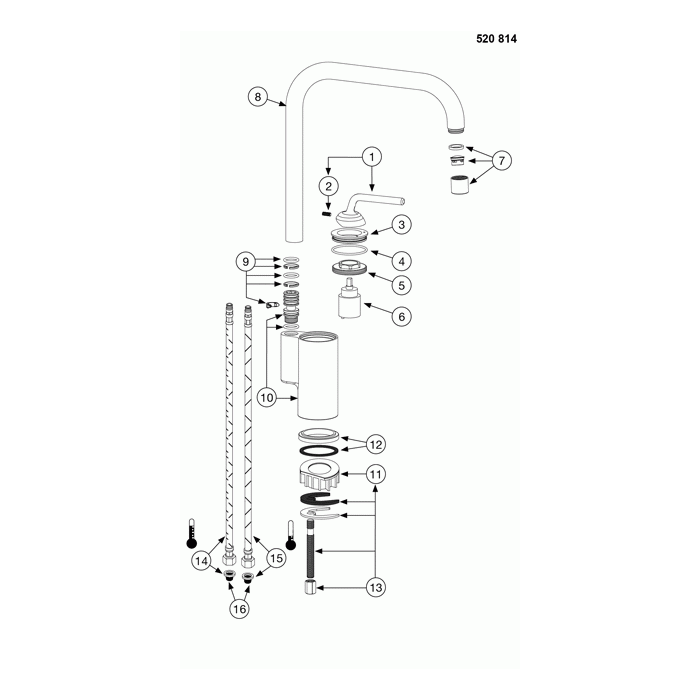 BLANCO AJARIS Spout  chrome HU 121798 Post 01/2015	Models