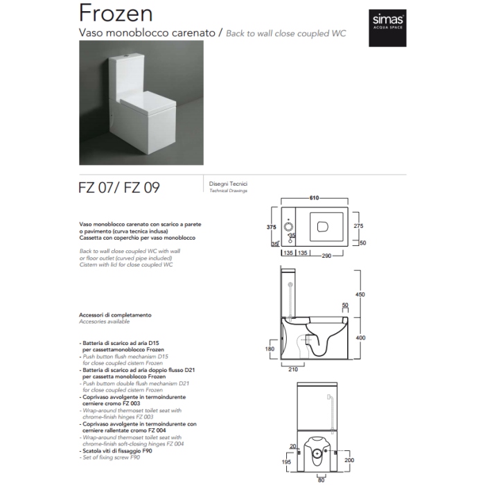 Simas Frozen Standard Close Toilet Seat And Cover FZ003