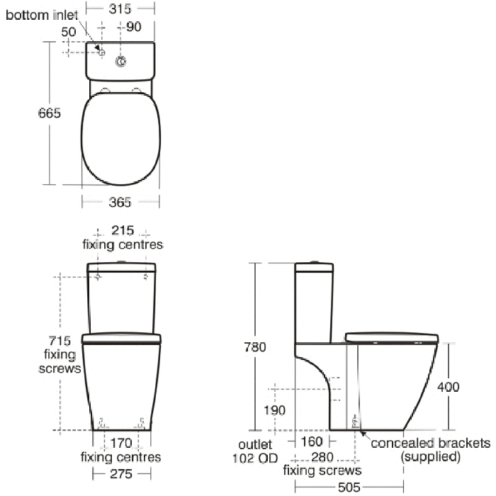Ideal Standard Concept / Studio Toilet Seat & Cover Standard Close E791801 WITH FITTINGS