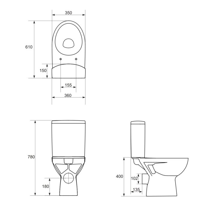 Cersanit Parva Toilet Seat and Cover Standard Close with fittings K98-0052
