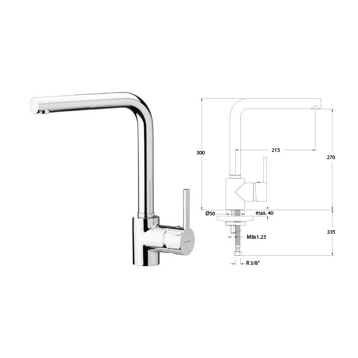 Ramon Soler Atica Wash basin mixer with C2403 high swivel spout Cartridge: 35200 (6689)