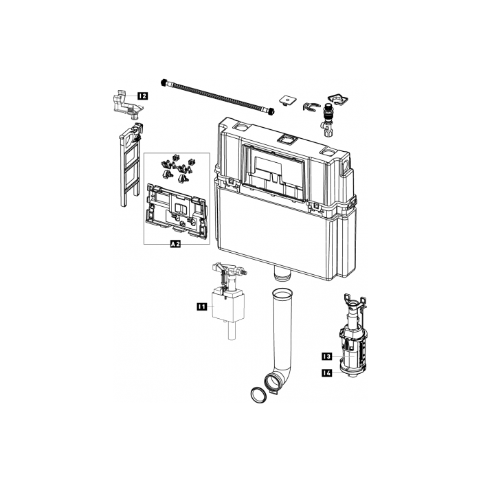 Schwab Concealed flushing cistern 189.0400 From 2010 P-IX 8155/I For dual flush or start-stop flush 358717 NEW