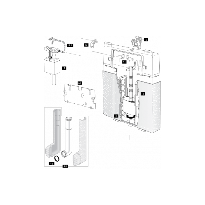 Schwab Concealed flushing cistern From 1997 (Mod. 190.000) From 1999 to 2003 (Mod. 190.0400) For start/stop flush