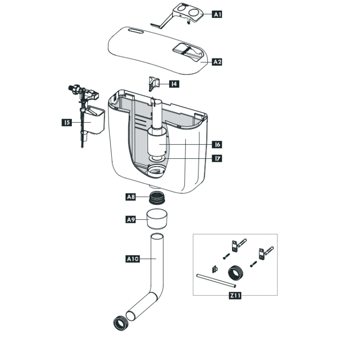 Schwab Exposed flushing cistern AP 100