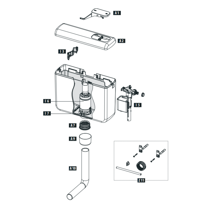 Schwab Exposed flushing cistern AP 410