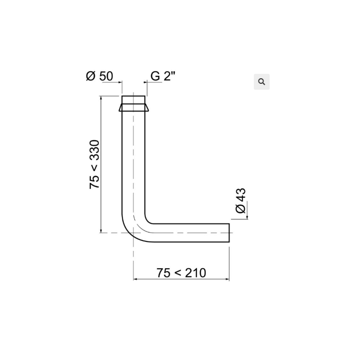 Wirquin Flushpipe 2 Inch to 43 mm 90 Degree Including conical washer 89998095