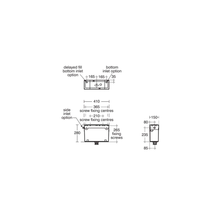 Ideal Standard Conceala 2 Universal Height Bottom Inlet Cistern, 6/4 Litre Dual Flush, Pneumatic, No Button (Product Code: E212467)  Product Description: The Ideal Standard / Armitage Shanks Conceala 2 concealed cistern is a professional-grade solution bu