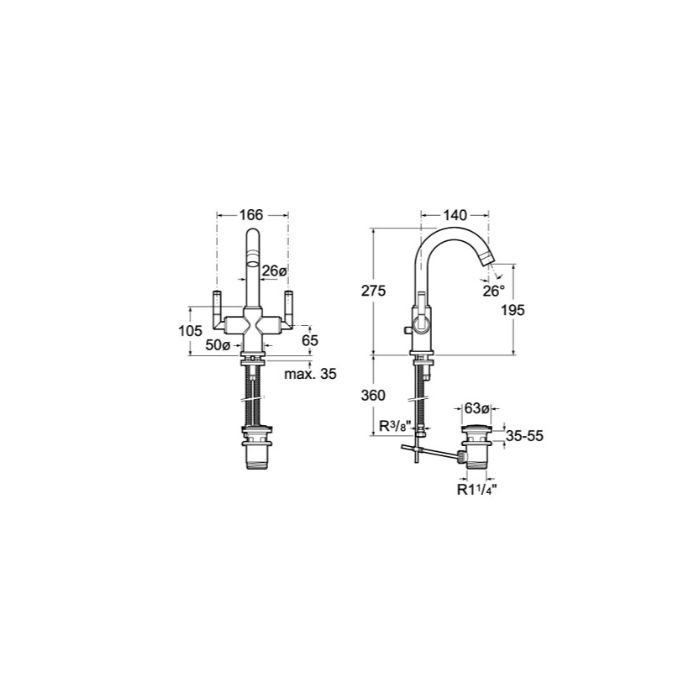 Roca Loft Elite Chrome Washbasin Faucet A5A3051C00,   Roca Loft Elite Chrome Washbasin Faucet A5A3051C00