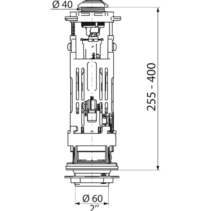 Wirquin One Flush Valve 10723006 Double Toilet Mechanism with Stirrup Gray