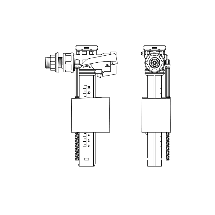 Flomasta Side inlet valve Brass & plastic Side entry Float Fill valve 25mm